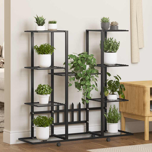 Flower Stand with Wheels 94.5x24.5x91.5 cm Black Iron