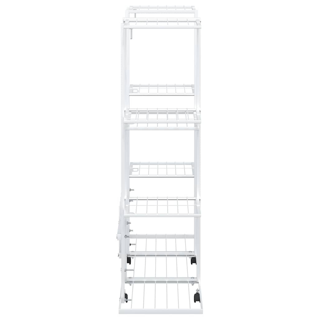 Flower Stand with Wheels 94.5x24.5x91.5 cm White Iron