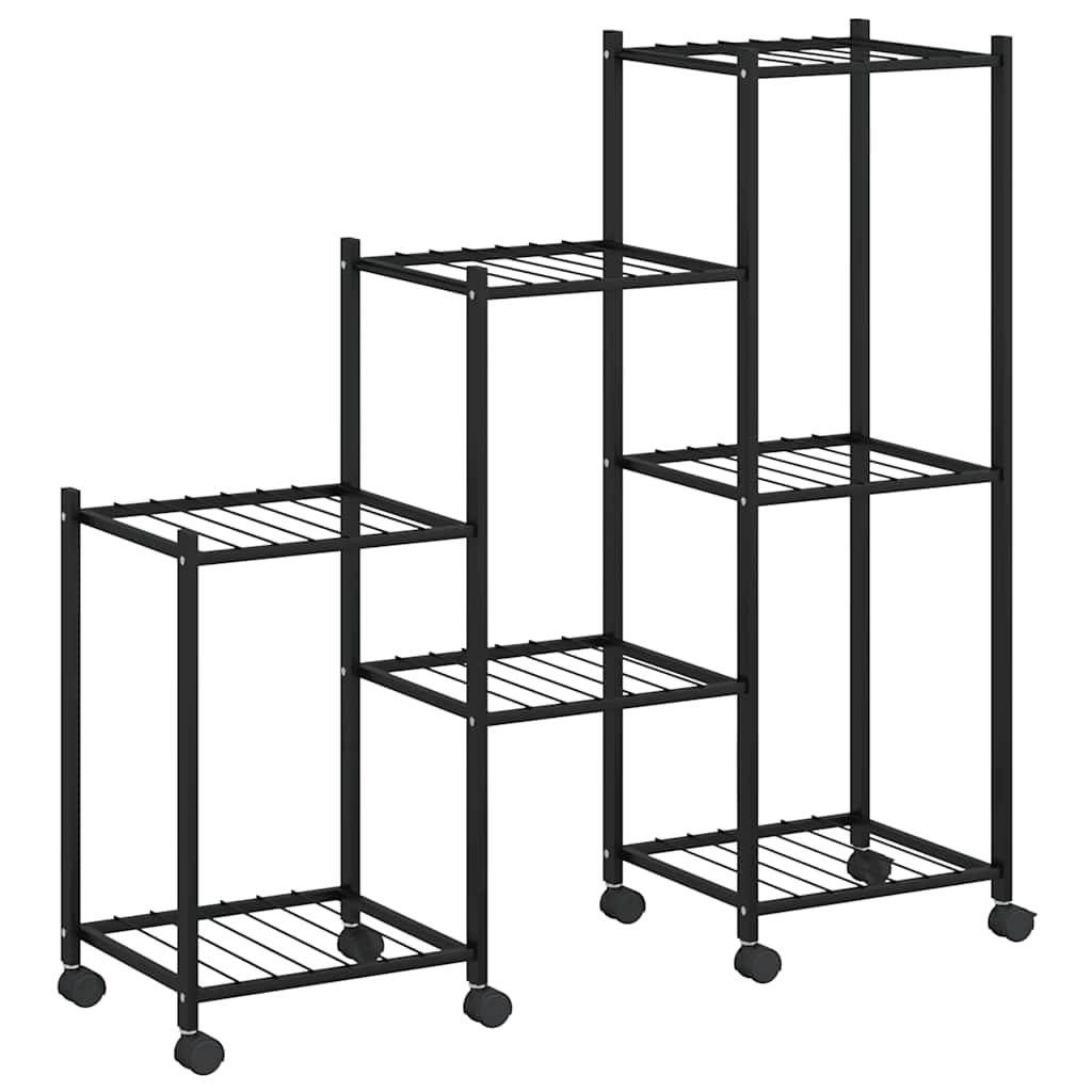 Flower Stand with Wheels 83x25x83.5 cm Black Iron