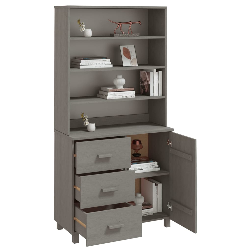 vidaXL Highboard HAMAR Solid Wood Pine Light Grey