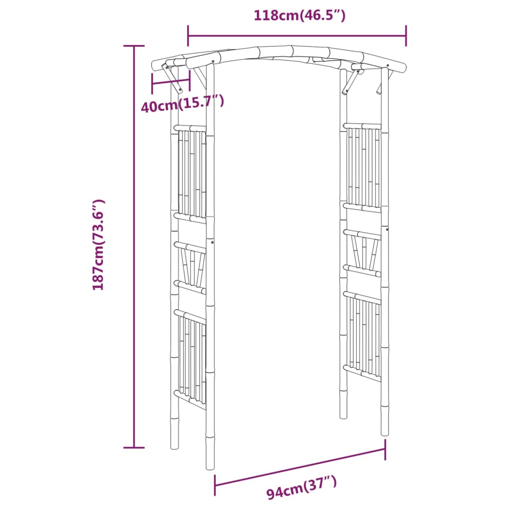 vidaXL Rose Arch Bamboo 118x40x187 cm