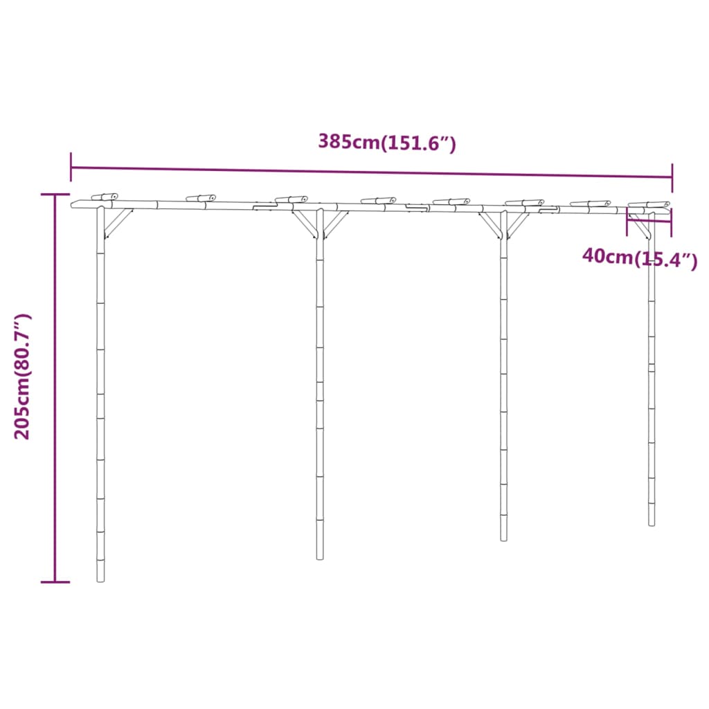 vidaXL Pergola Bamboo 385x40x205 cm