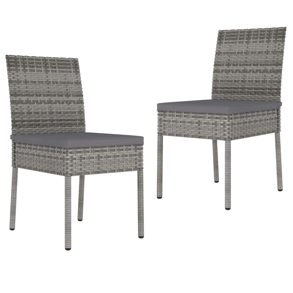 vidaXL 3 Piece Outdoor Dining Set with Cushions Poly Rattan Grey