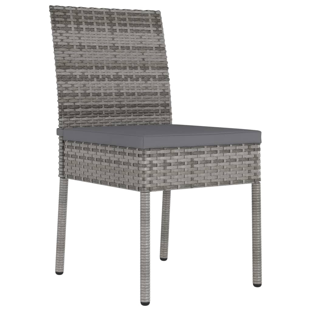 vidaXL 3 Piece Outdoor Dining Set with Cushions Poly Rattan Grey