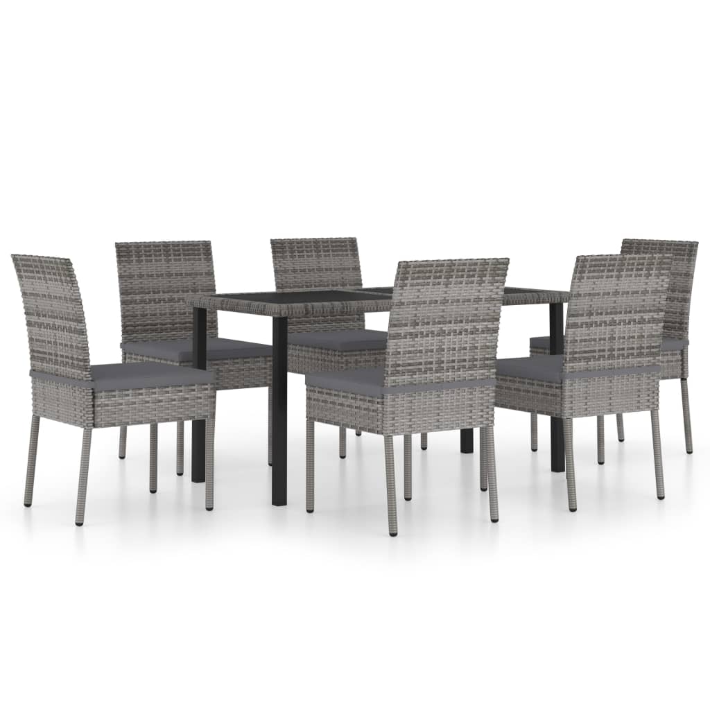 Outdoor Dining Set | Grey | Poly rattan, powder-coated steel, glass