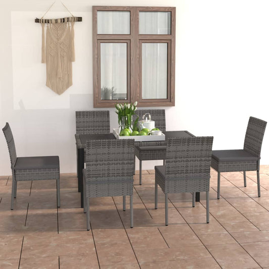 Outdoor Dining Set | Grey | Poly rattan, powder-coated steel, glass