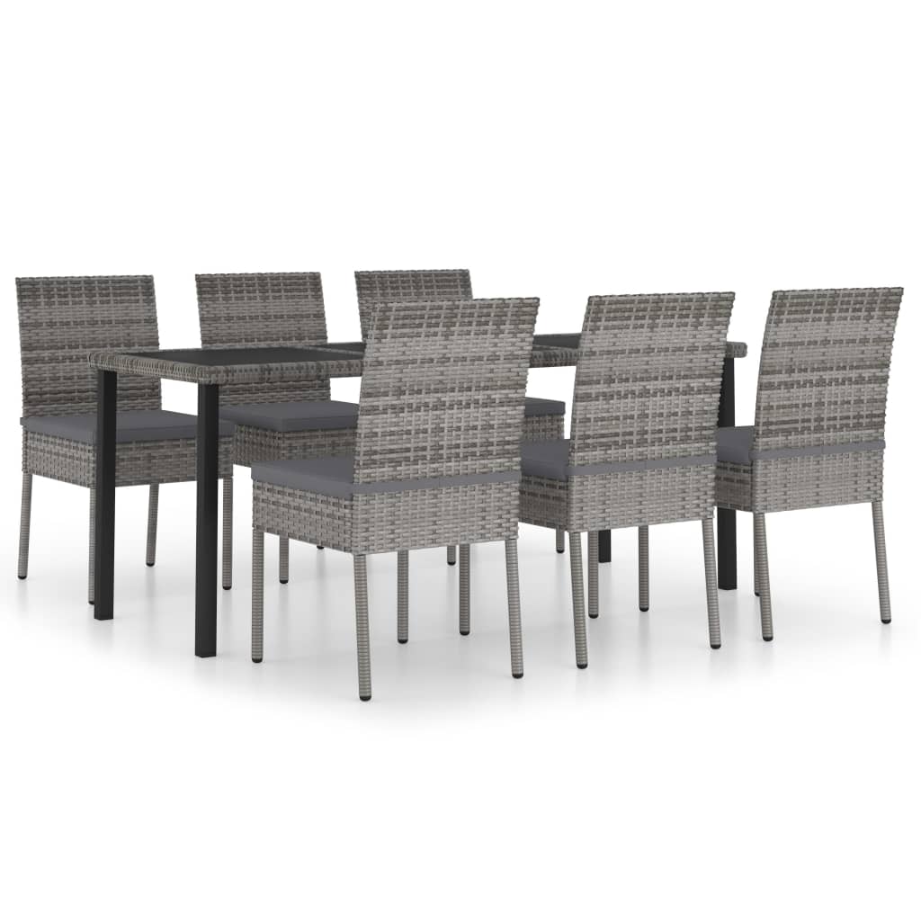 Outdoor Dining Set | Grey and black | Poly rattan | Large