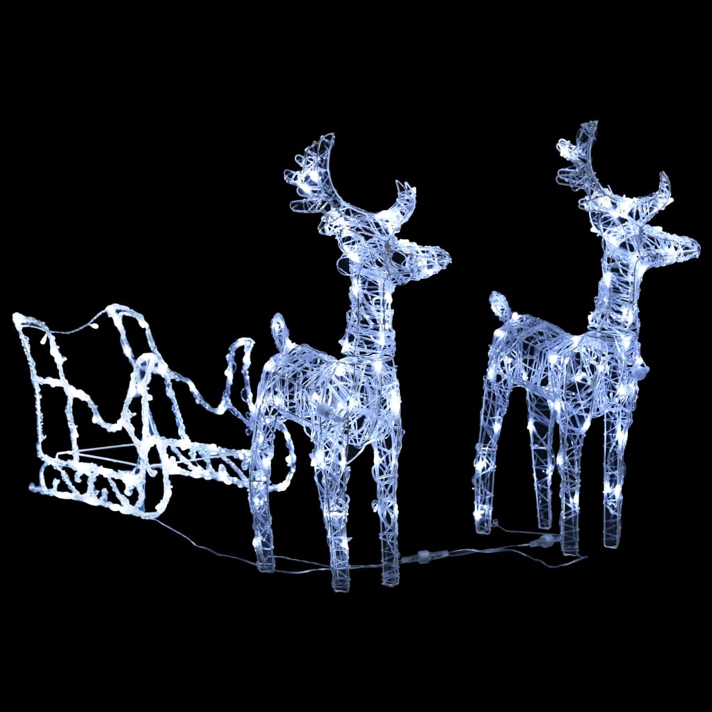 vidaXL Reindeers & Sleigh Christmas Decoration 240 LEDs Acrylic