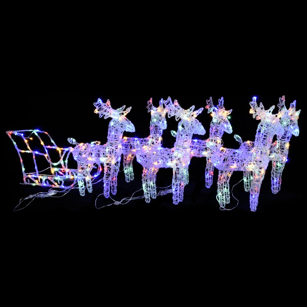 vidaXL Reindeers & Sleigh Christmas Decoration 320 LEDs Acrylic