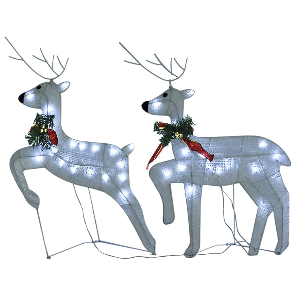 vidaXL Reindeer & Sleigh Christmas Decoration 100 LEDs Outdoor White