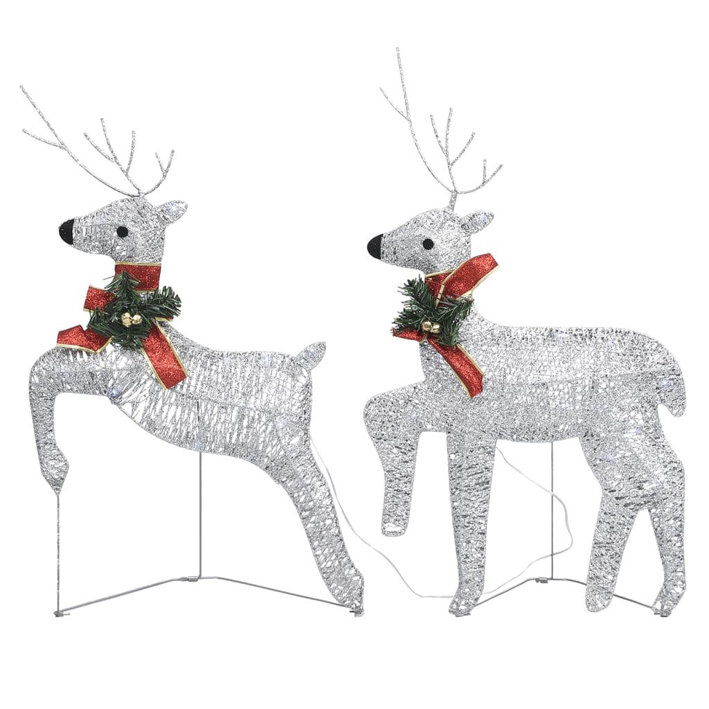 vidaXL Reindeer & Sleigh Christmas Decoration 140 LEDs Outdoor Silver