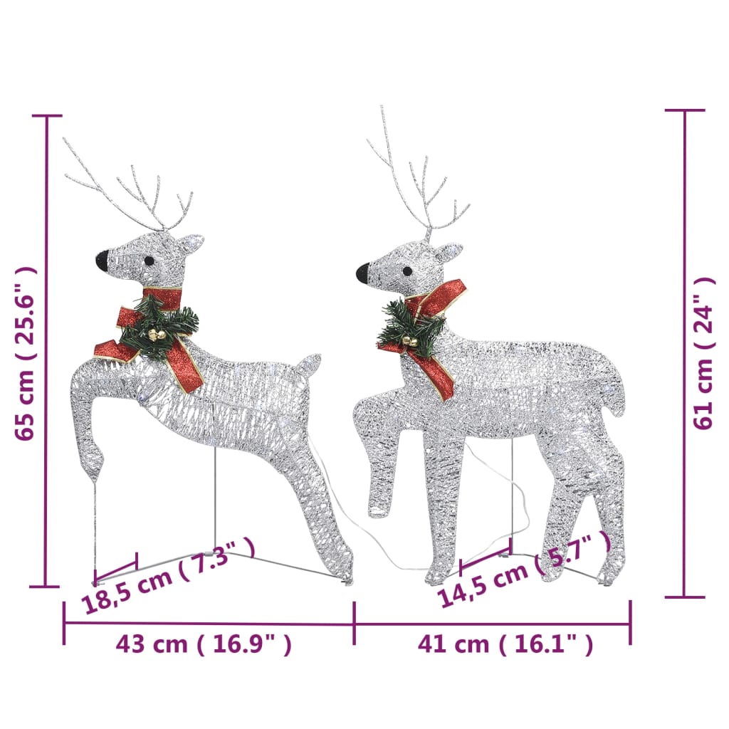 vidaXL Reindeer & Sleigh Christmas Decoration 140 LEDs Outdoor Silver