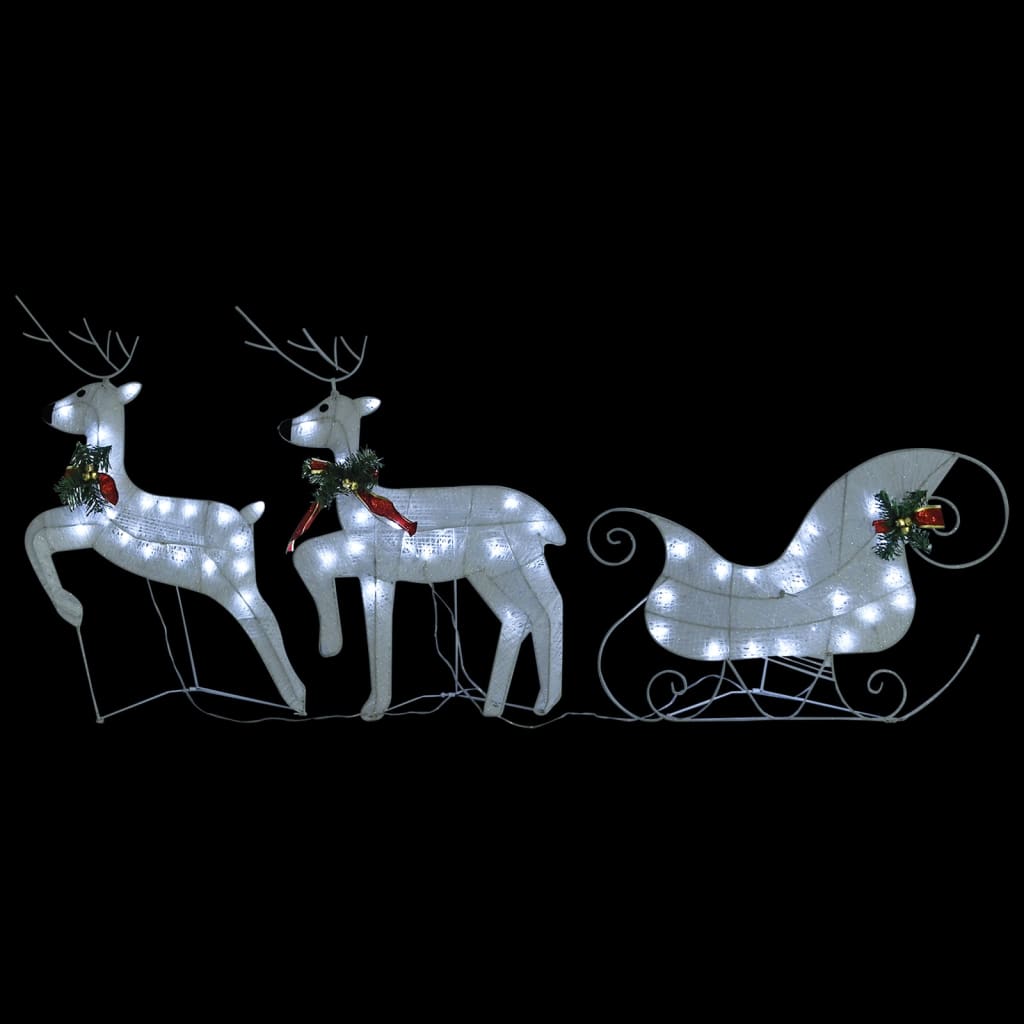 vidaXL Reindeer & Sleigh Christmas Decoration 140 LEDs Outdoor White