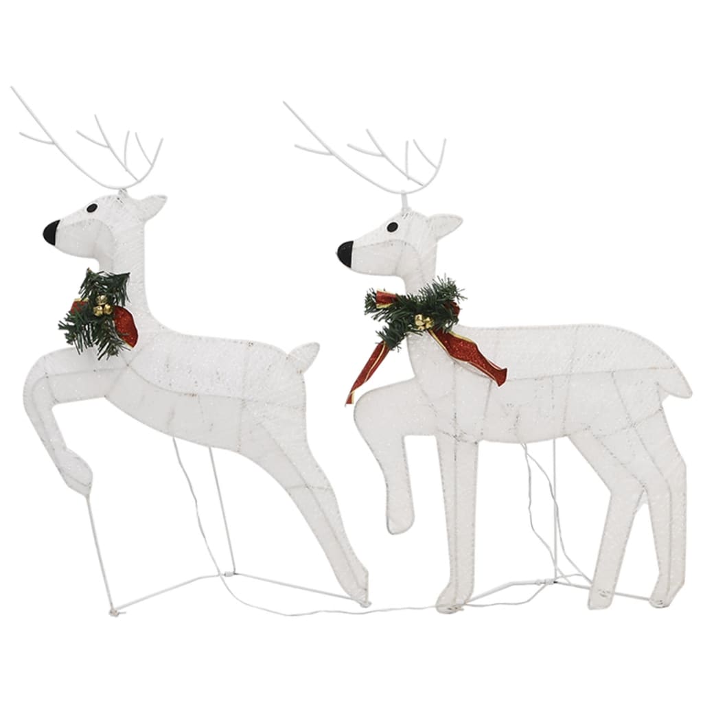 vidaXL Reindeer & Sleigh Christmas Decoration 140 LEDs Outdoor White