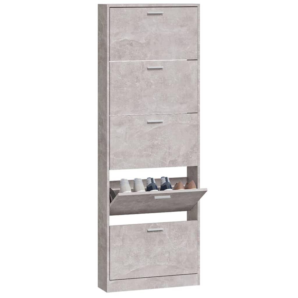Shoe Cabinet Concrete Grey 59x17x169 cm Engineered Wood