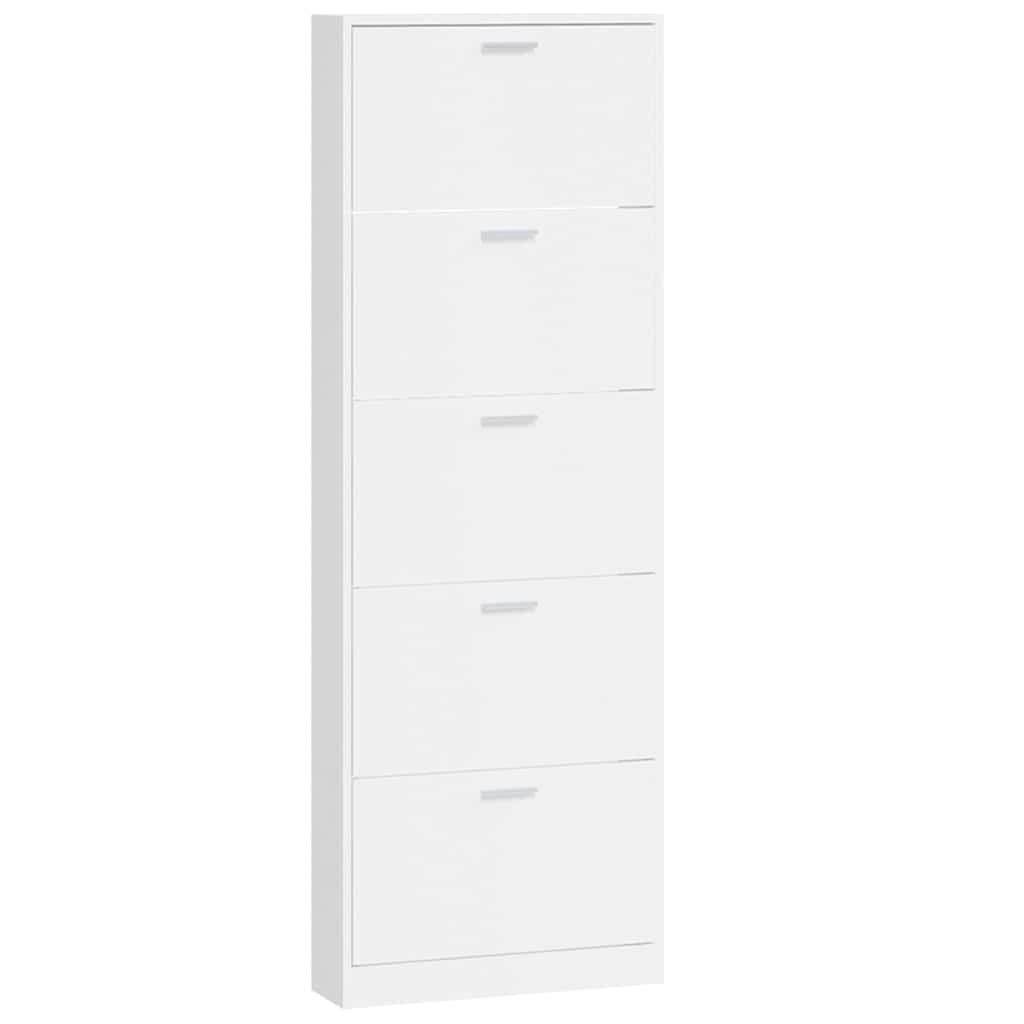 Shoe Cabinet High Gloss White 59x17x169 cm Engineered Wood