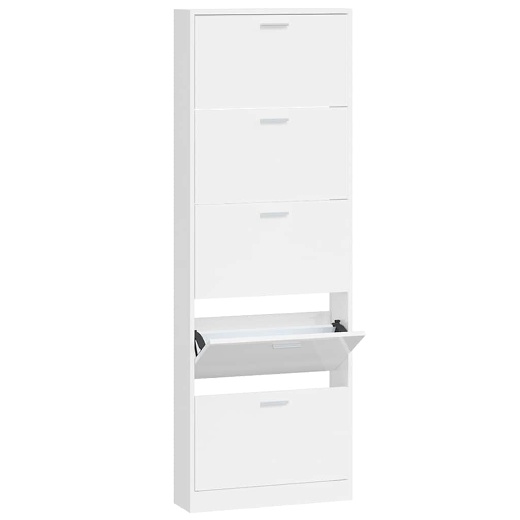 Shoe Cabinet High Gloss White 59x17x169 cm Engineered Wood