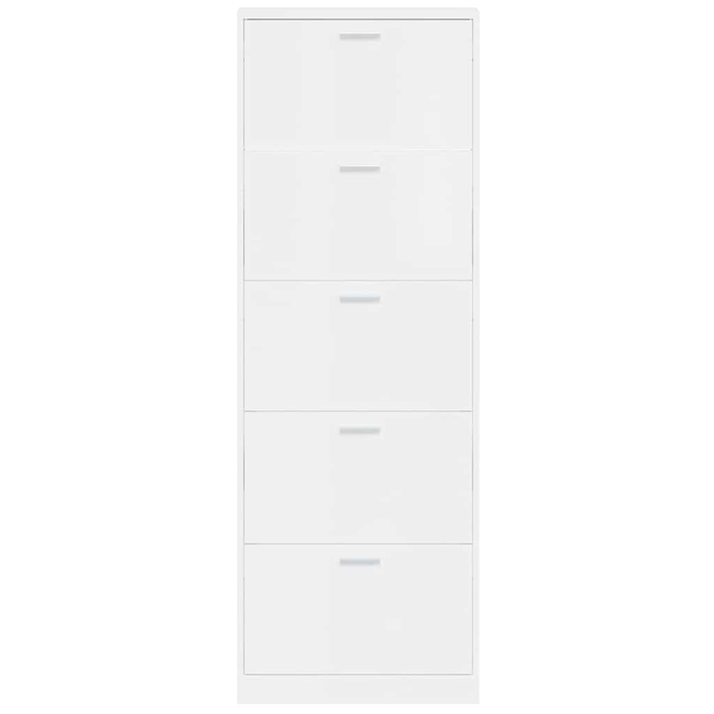 Shoe Cabinet High Gloss White 59x17x169 cm Engineered Wood