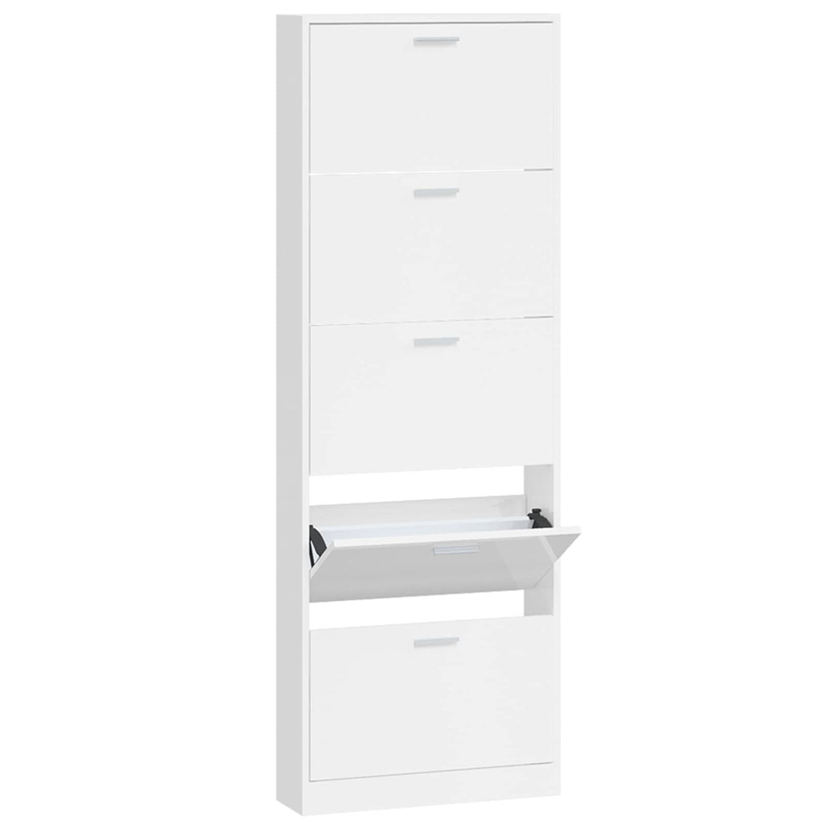 Shoe Cabinet High Gloss White 59x17x169 cm Engineered Wood