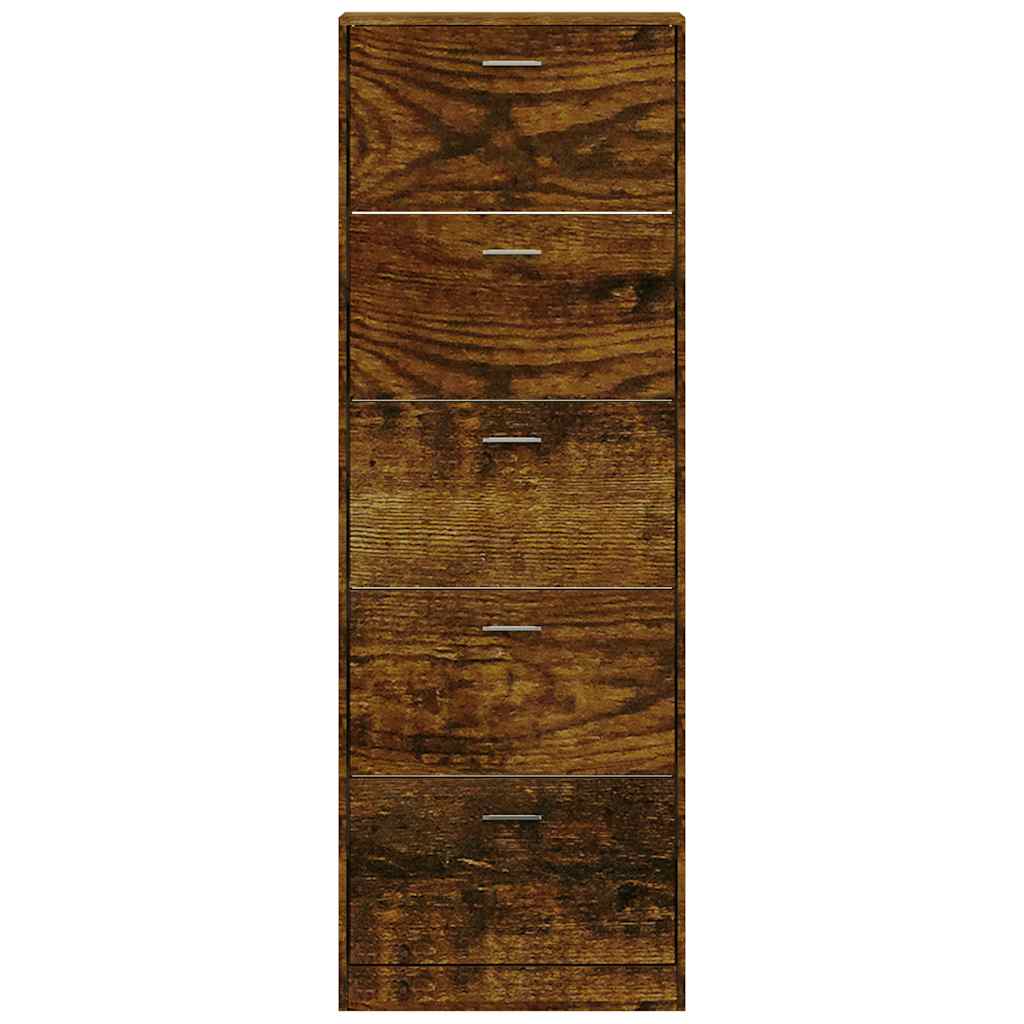 Shoe Cabinet Smoked Oak 59x17x169 cm Engineered Wood