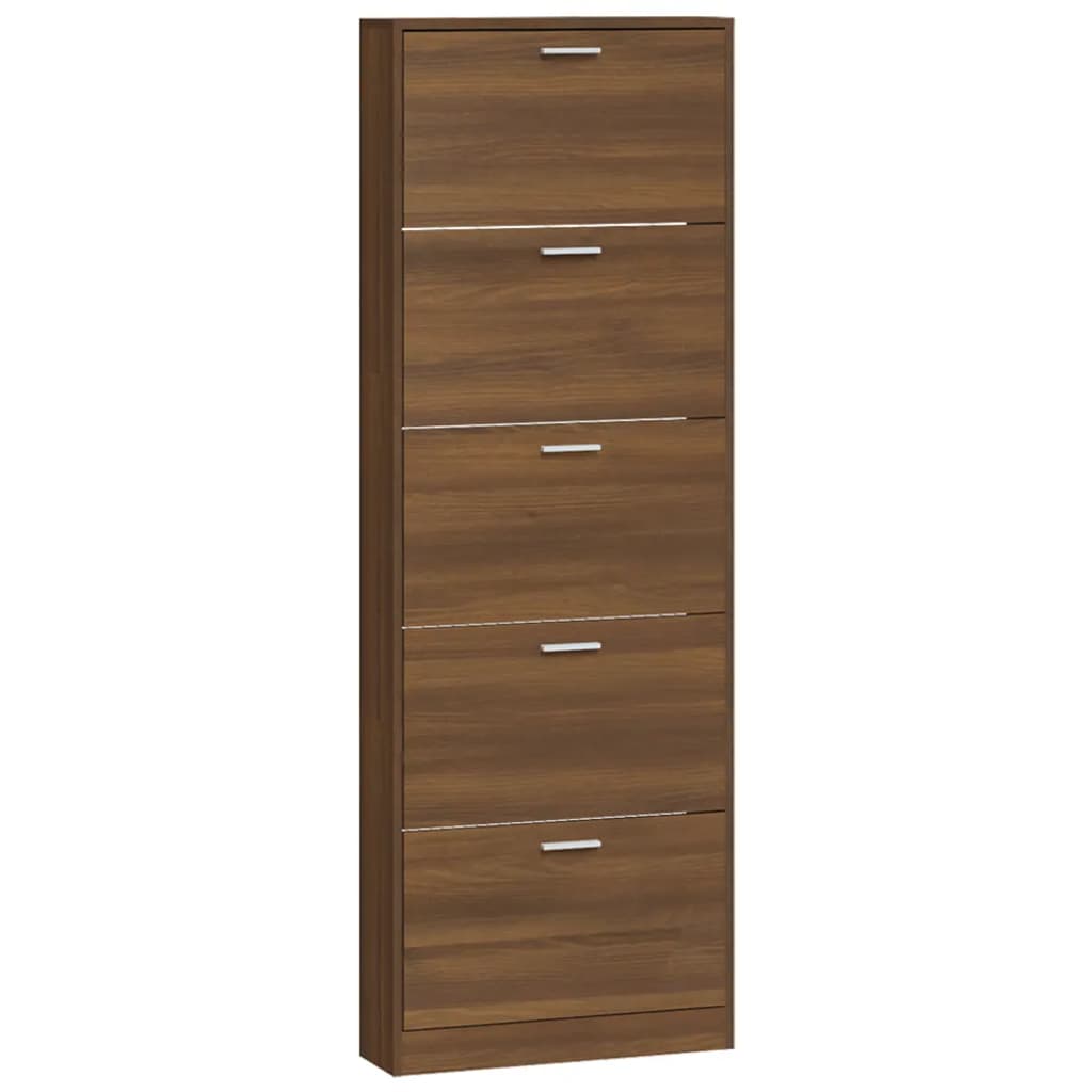 vidaXL Shoe Cabinet Brown Oak 59x17x169 cm Engineered Wood