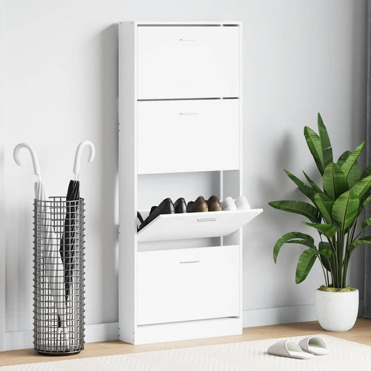 Shoe Cabinet White 59x17x150 cm Engineered Wood