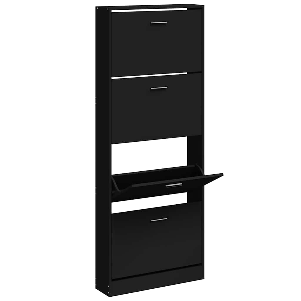 Shoe Cabinet Black 59x17x150 cm Engineered Wood