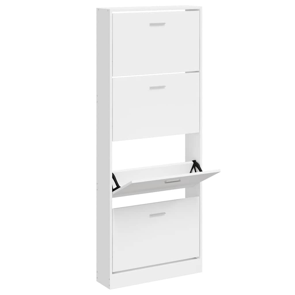 Shoe Cabinet High Gloss White 59x17x150 cm Engineered Wood