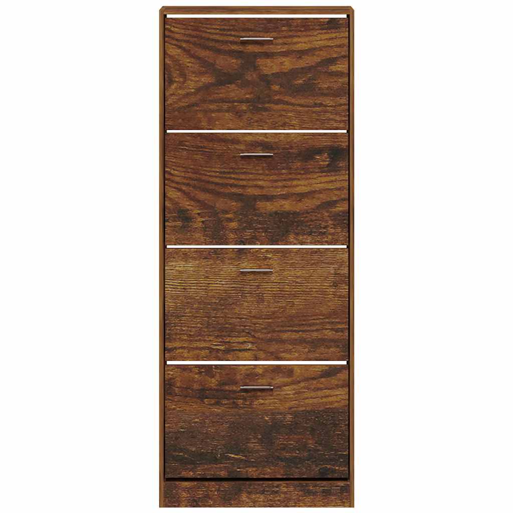 Shoe Cabinet Smoked Oak 59x17x150 cm Engineered Wood