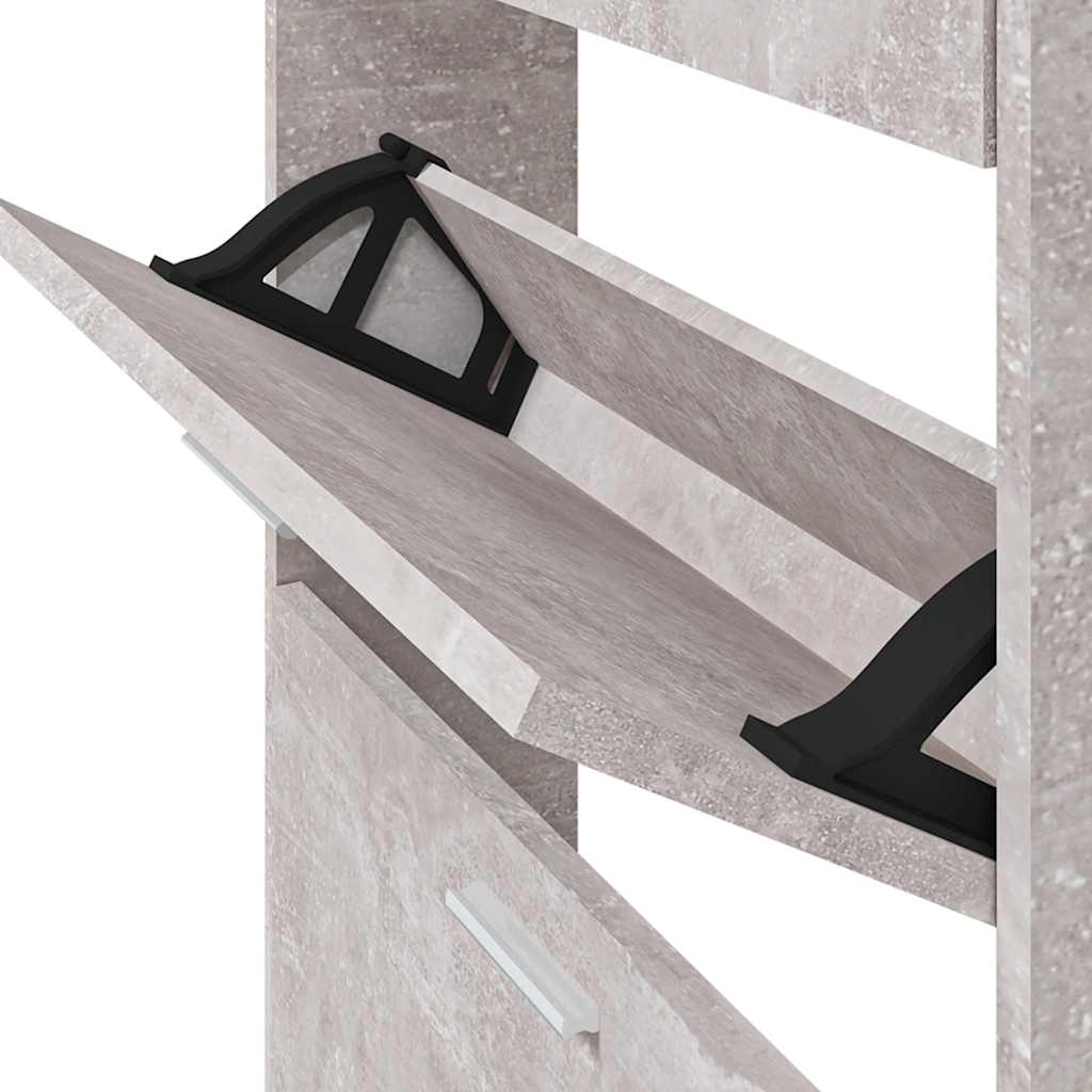 Shoe Cabinet Concrete Grey 59x17x108 cm Engineered Wood