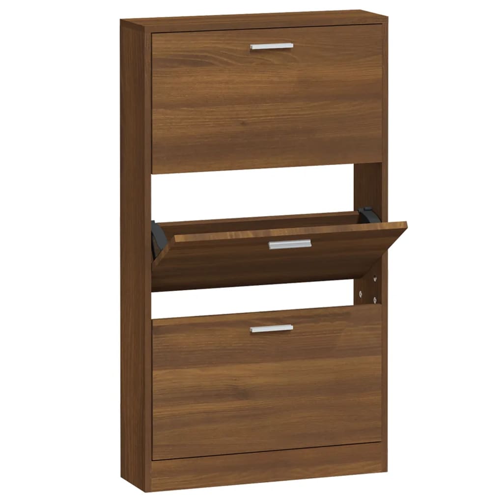 vidaXL Shoe Cabinet Brown Oak 59x17x108 cm Engineered Wood