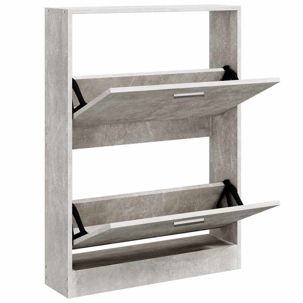 Shoe Cabinet Concrete Grey 59x17x81 cm Engineered Wood