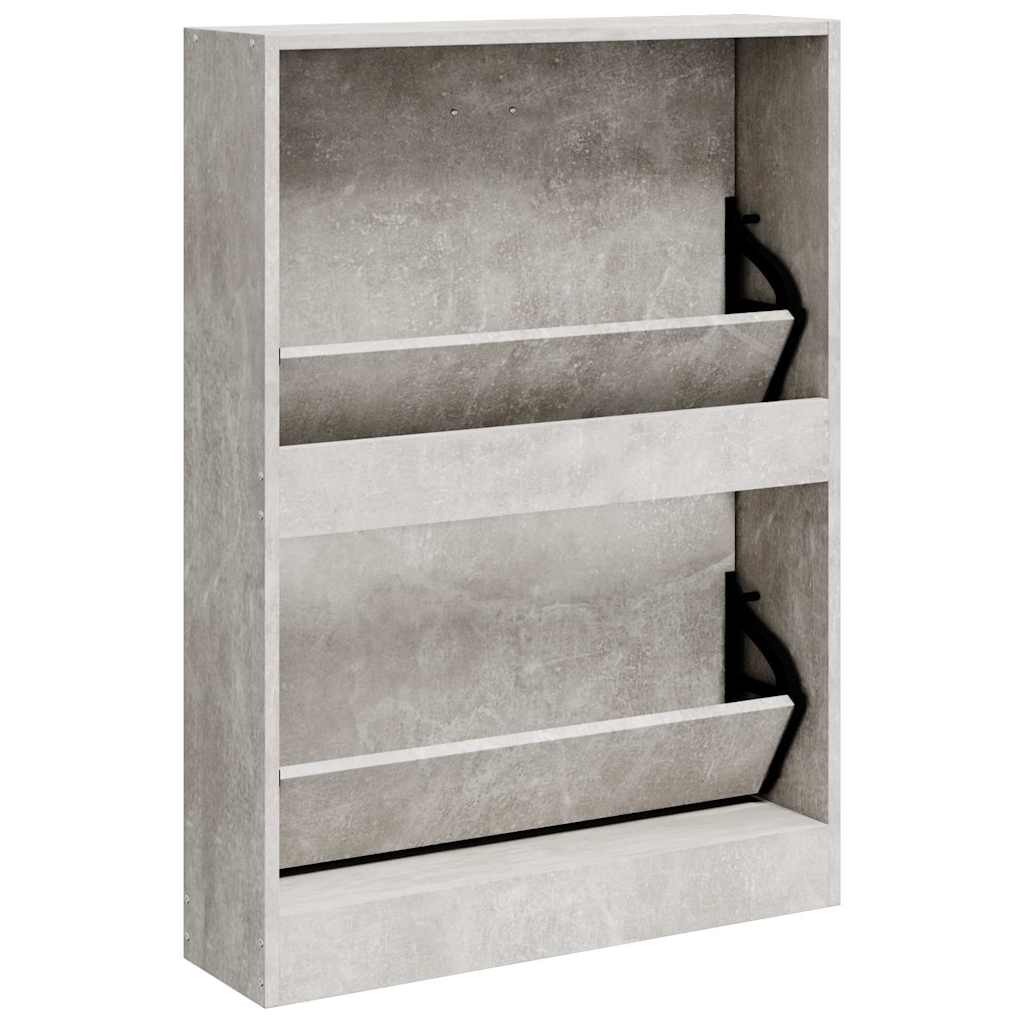 Shoe Cabinet Concrete Grey 59x17x81 cm Engineered Wood
