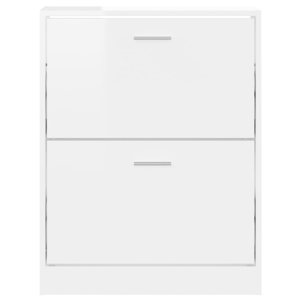 Shoe Cabinet High Gloss White 59x17x81 cm Engineered Wood