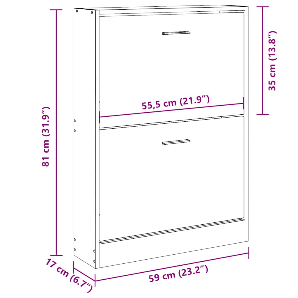Shoe Cabinet Brown Oak 59x17x81 cm Engineered Wood