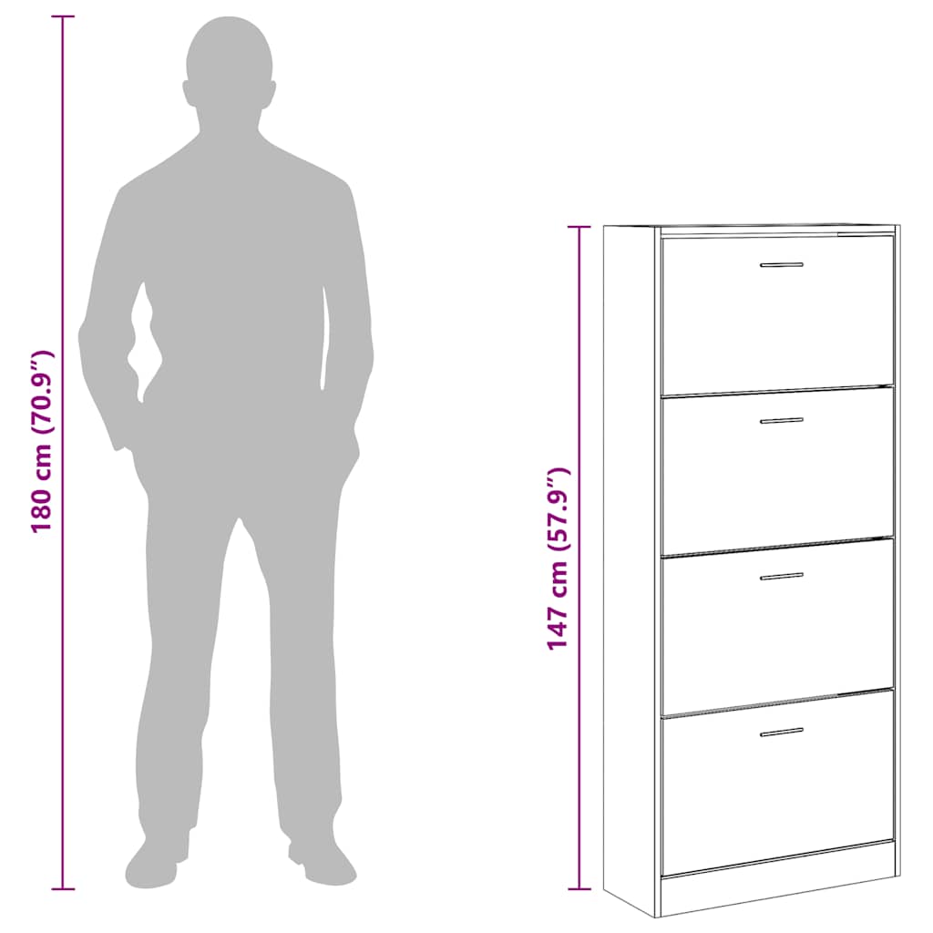 Shoe Cabinet Sonoma Oak 63x24x147 cm Engineered Wood