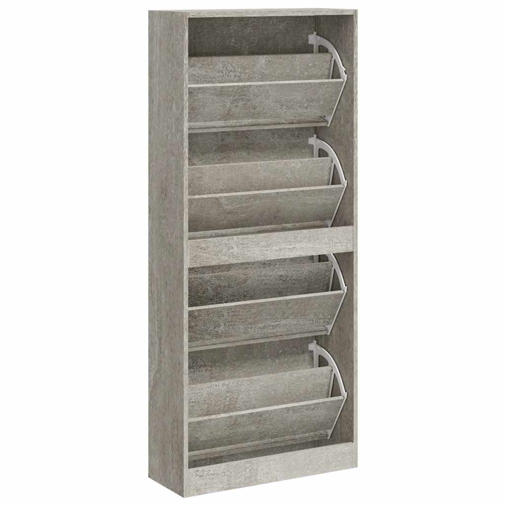 Shoe Cabinet Concrete Grey 63x24x147 cm Engineered Wood