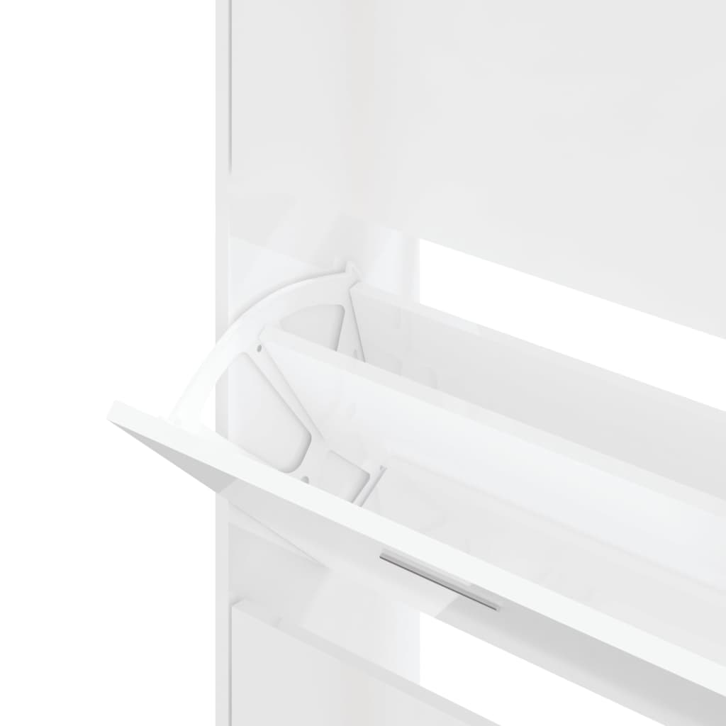 Shoe Cabinet High Gloss White 63x24x147 cm Engineered Wood