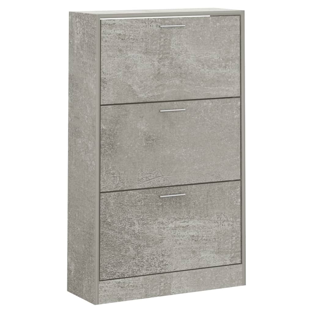 vidaXL Shoe Cabinet Concrete Grey 63x24x103 cm Engineered Wood