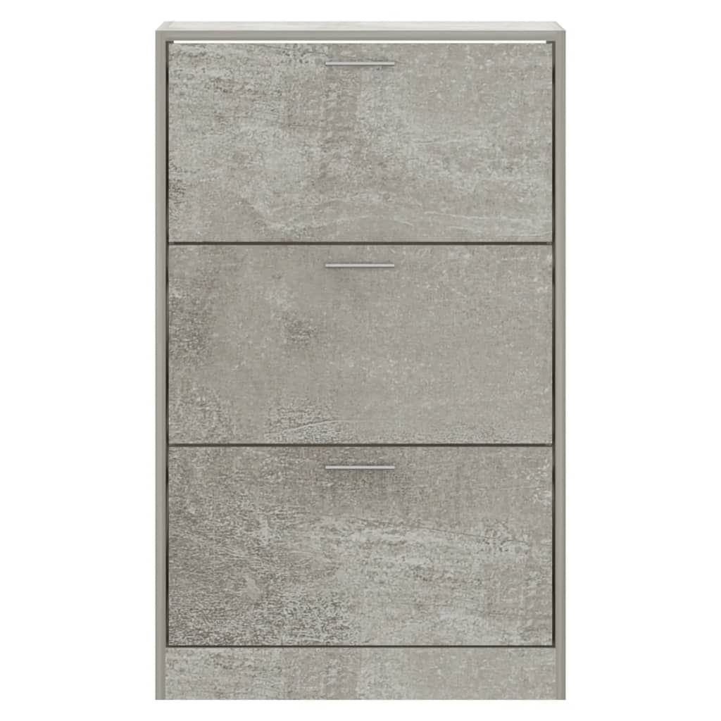 vidaXL Shoe Cabinet Concrete Grey 63x24x103 cm Engineered Wood