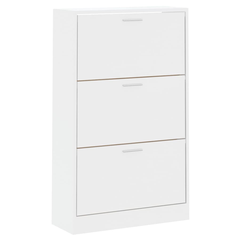 vidaXL Shoe Cabinet High Gloss White 63x24x103 cm Engineered Wood