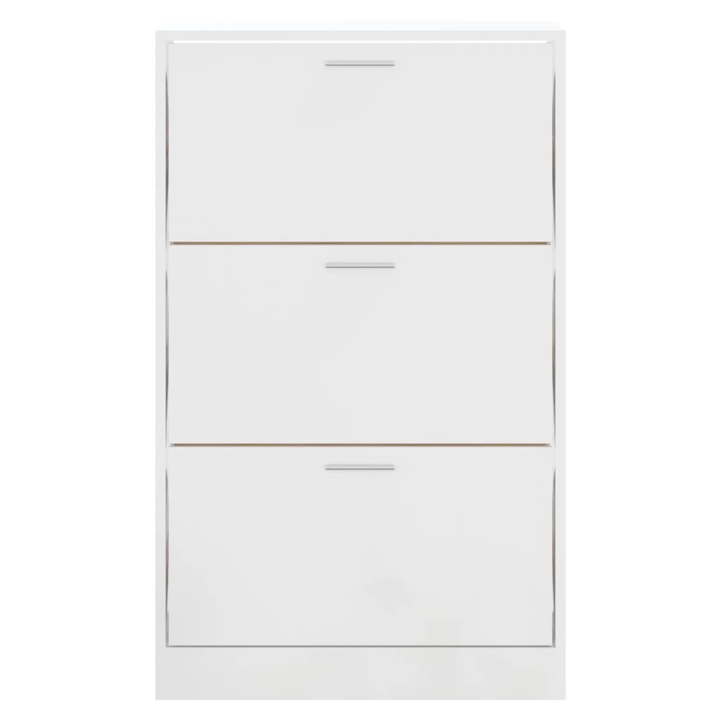 vidaXL Shoe Cabinet High Gloss White 63x24x103 cm Engineered Wood