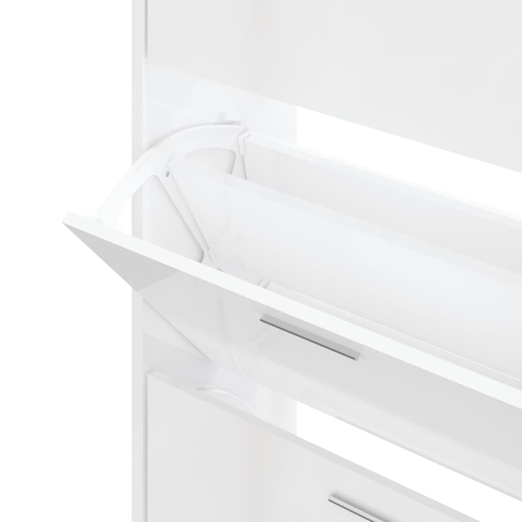 vidaXL Shoe Cabinet High Gloss White 63x24x103 cm Engineered Wood