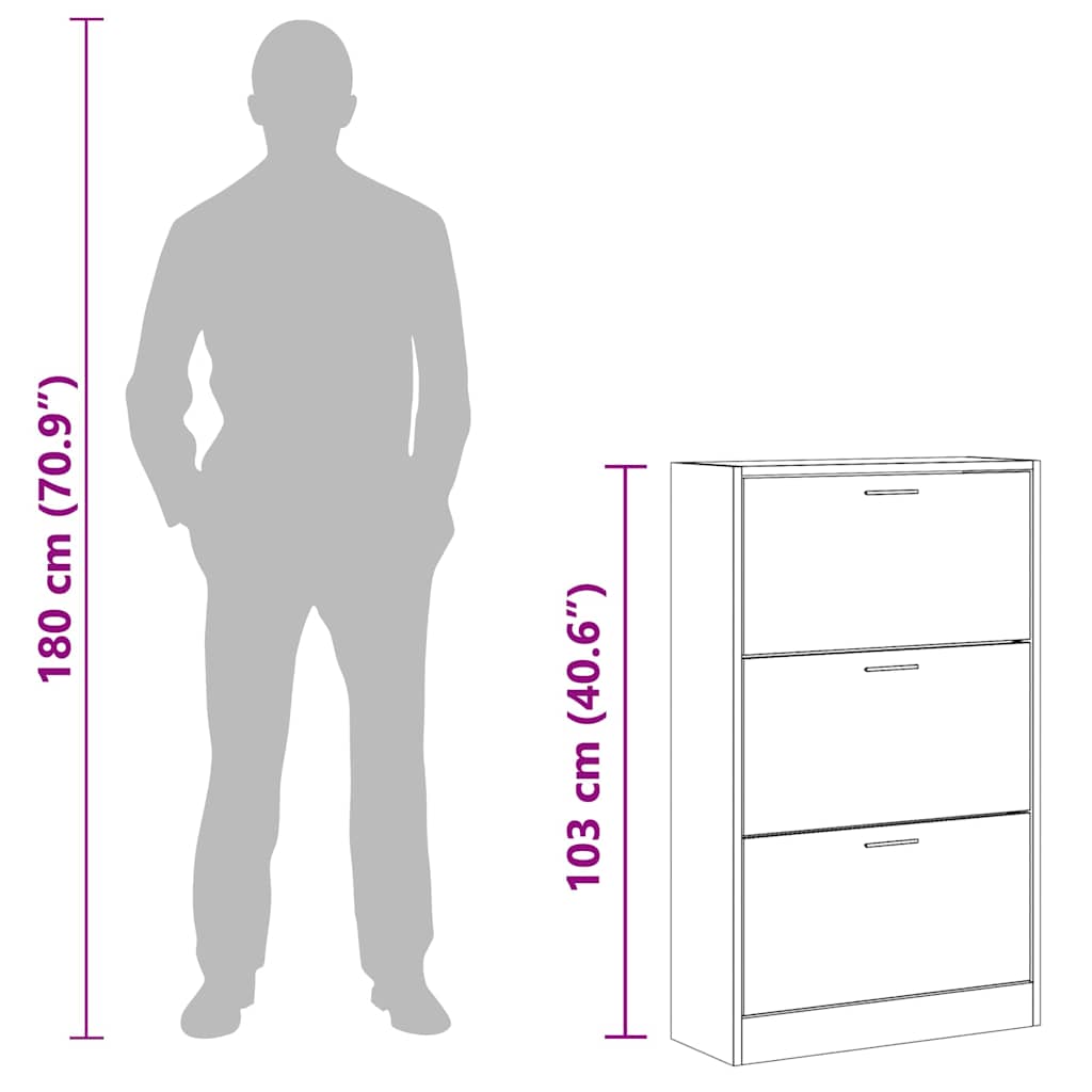Shoe Cabinet Smoked Oak 63x24x103 cm Engineered Wood