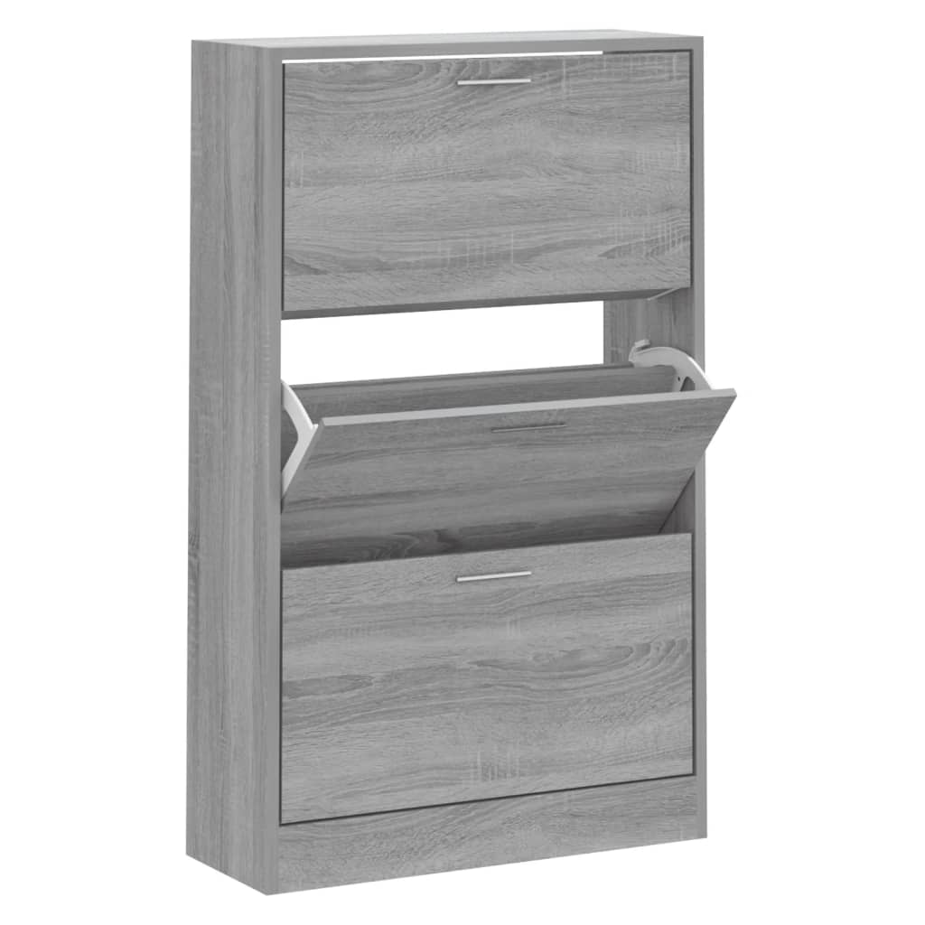 vidaXL Shoe Cabinet Grey Sonoma 63x24x103 cm Engineered Wood