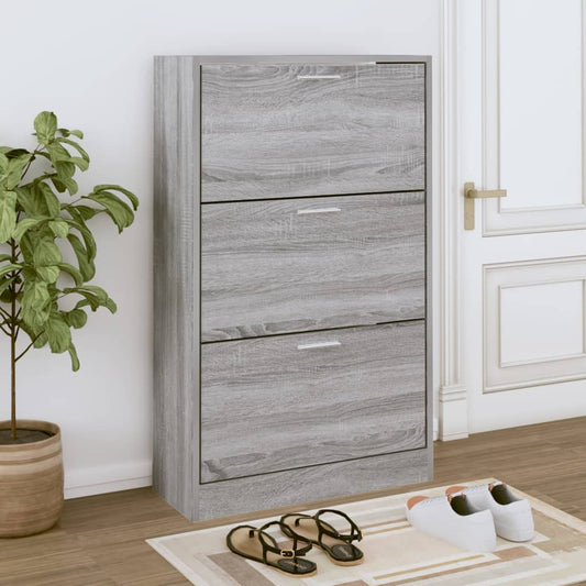 vidaXL Shoe Cabinet Grey Sonoma 63x24x103 cm Engineered Wood