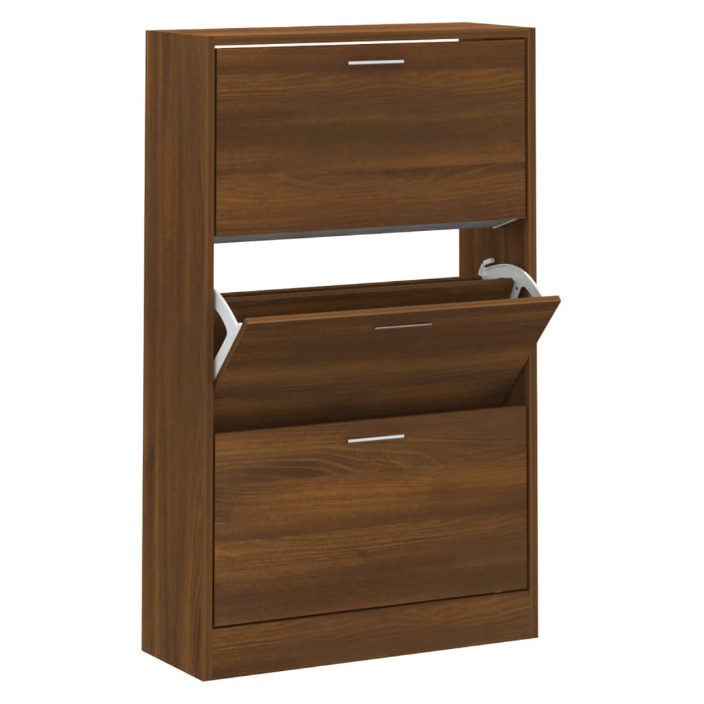 vidaXL Shoe Cabinet Brown Oak 63x24x103 cm Engineered Wood