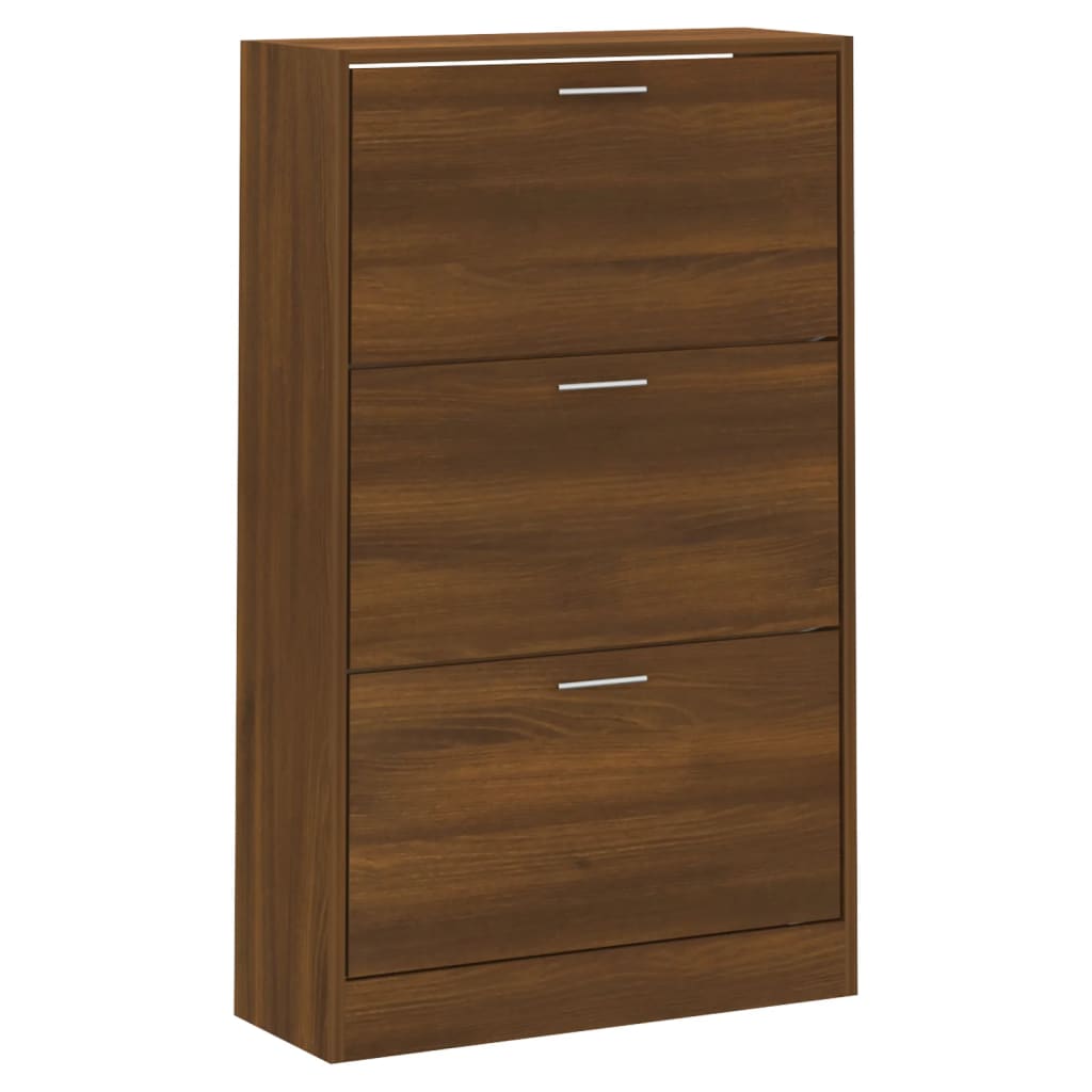 vidaXL Shoe Cabinet Brown Oak 63x24x103 cm Engineered Wood