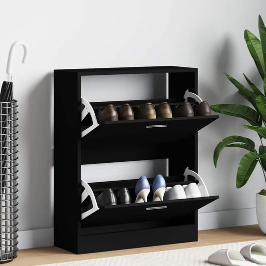 Shoe Cabinet Black 63x24x81 cm Engineered Wood