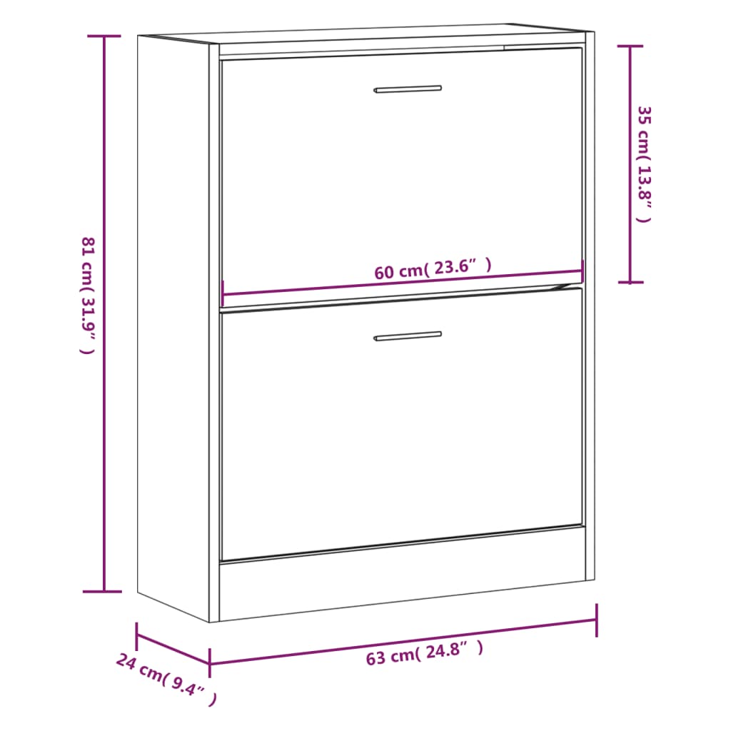 vidaXL Shoe Cabinet Concrete Grey 63x24x81 cm Engineered Wood